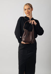 Adaline Genuine Leather Handbag (Brown)