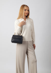 Grace Genuine Leather Handbag (Black)