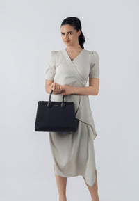 Nora Genuine Leather Handbag (Black)