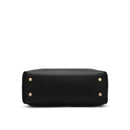 Velvet Genuine Leather Handbag (Black)